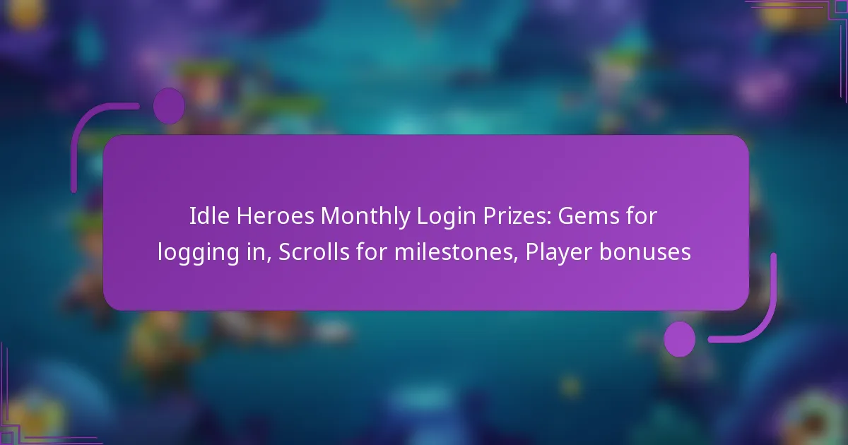 Idle Heroes Monthly Login Prizes: Gems for logging in, Scrolls for milestones, Player bonuses
