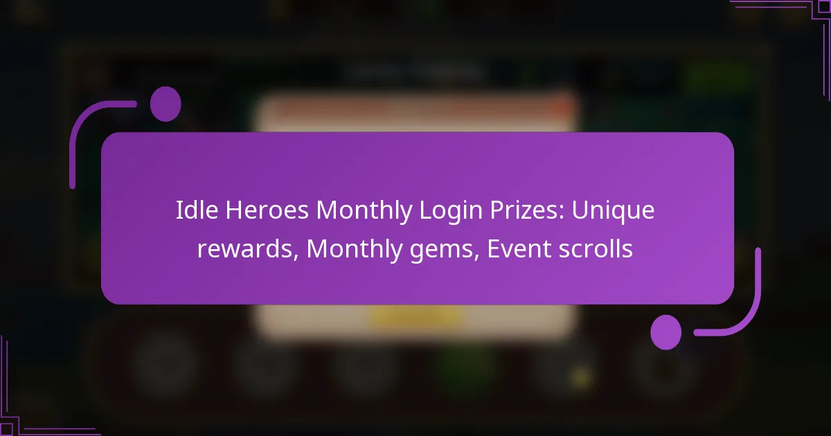 Idle Heroes Monthly Login Prizes: Unique rewards, Monthly gems, Event scrolls