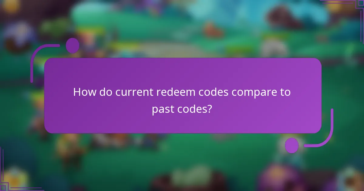 How do current redeem codes compare to past codes?