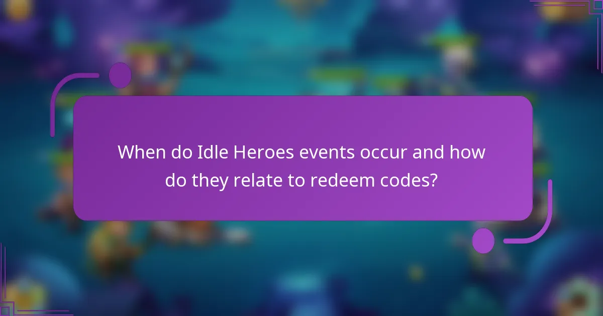When do Idle Heroes events occur and how do they relate to redeem codes?