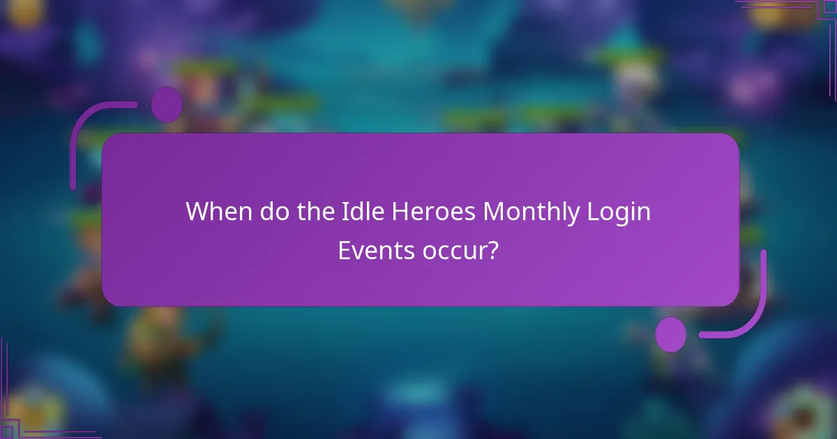 When do the Idle Heroes Monthly Login Events occur?